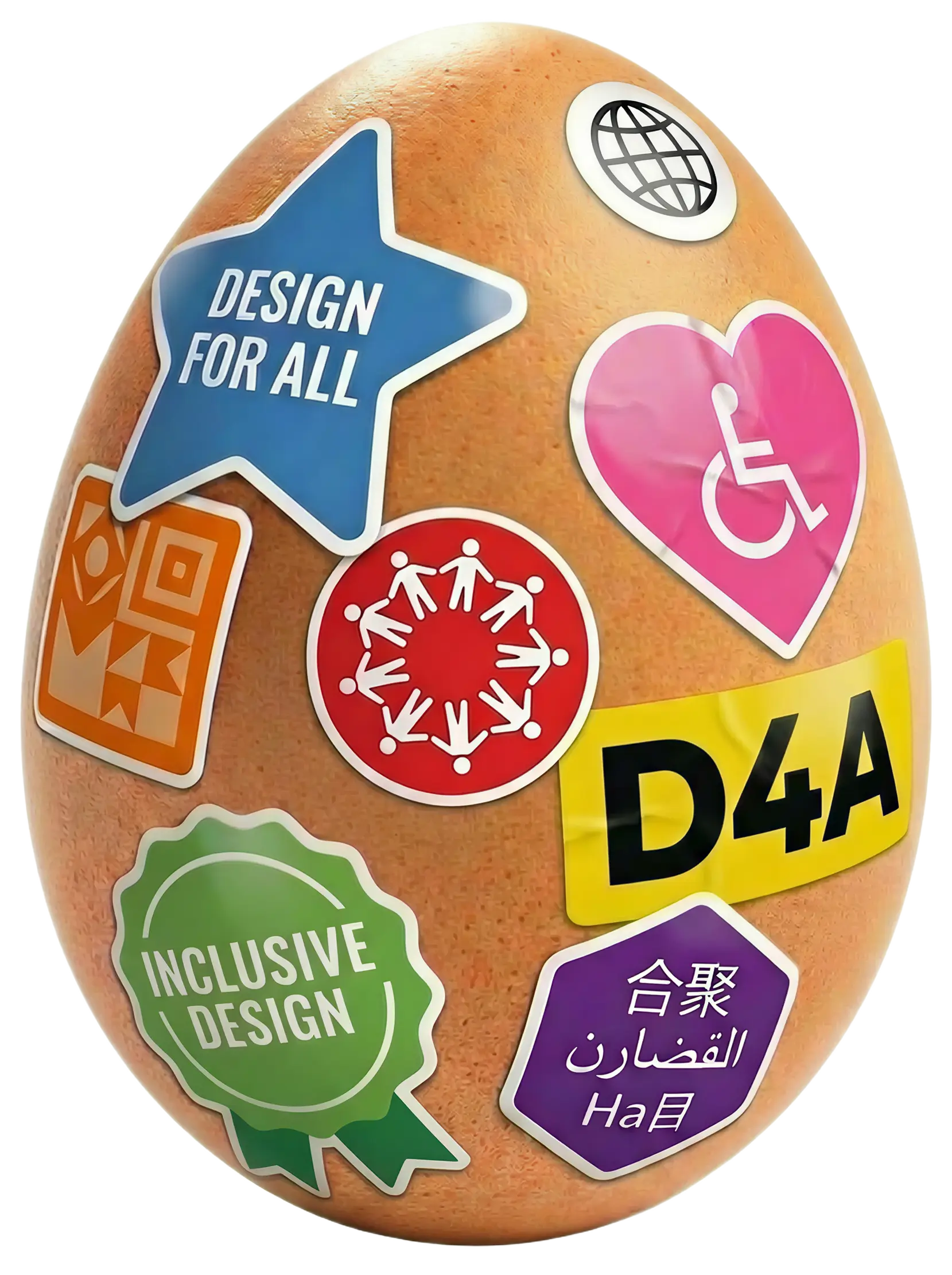 huge egg photo with colorful sticker on it